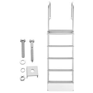 Échelle de pont rétractable en alliage d'aluminium à 5 marches pour bateau ponton, flotteur de levage automatique, marches larges antidérapantes, capacité 500 lbs, pièces et accessoires - Product Image 1