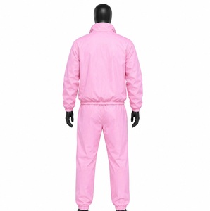 Ensemble de survêtement unisexe rose 2026, couleur unie, décontracté, col montant, fermeture éclair, respirant, en polyester, pour le printemps - Product Image 5