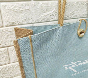 Sustainable Jute Beach <b>Bag</b> with Waterproof Laminated Lining Ideal for Beach Picnic Travel and Grocery Shopping - Product Image 3
