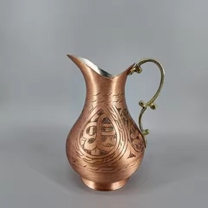 Smooth Design Copper Pitcher Jug Pure Water Drinkware for Home Kitchen Dining <b>Table</b> Beverage Use - Product Image 2