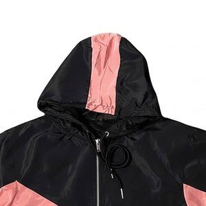 Wholesales Custom Logo Black Men's Nylon <b>Wind</b> <b>Breaker</b> Pink Panel With Pants Sets For Summer Vintage Set Streetwear Zipper Jacket - Product Image 6