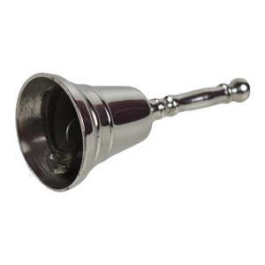 Campana de Metal Redonda Hecha a Mano con Diseño Elegante, Acabado Plateado Antiguo, Diseño Artesanal, Campana de Metal Sostenible - Product Image 4