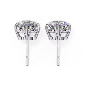 Boucles d'oreilles clous en moissanite ronde de 7 mm, sertissage panier à 3 griffes, 2,8 carats au total, 1,4 carat chacune, or massif 18 carats, cadeau de luxe - Product Image 5