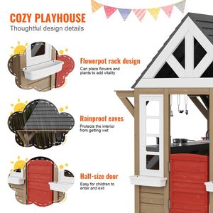 Casetta esterna in legno con porta finestra lavello per bambini giardino giochi Cottage categoria di prodotto - Product Image 3