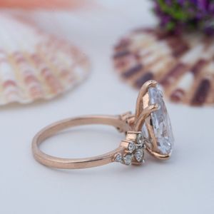 925 <b>Silver</b> <b>Solid</b> 14K Yellow Gold Plated 5-Prong Setting VVS Moissanite Engagement Ring 1.10 CT Pear Shape for Certified Hip Hop - Product Image 3