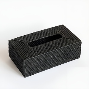 Porta pañuelos de ratán trenzado, decoración para encimera de cocina, funda de fibra natural para cajas de pañuelos - Product Image 1