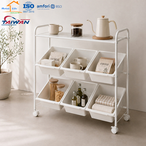 Chariot de rangement pour jouets d'enfants MIT avec étagère supérieure, bacs inclinés, chariot à roulettes moderne pour chambre d'enfant - Product Image 3