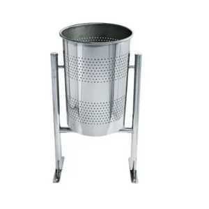 Square Cutout Stainless Steel Trash Can Round Metal Waste <b>Bin</b> Open Top Office Hotel Garbage Basket Bathroom Rubbish Dustbin - Product Image 2