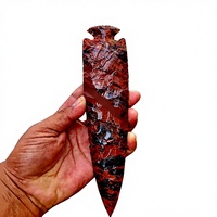 Pointe de flèche en obsidienne acajou, cristal naturel et pierre de guérison, pointe de flèche en silex (8 pouces)