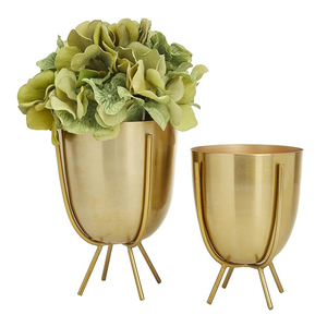 Metal Indoor Outdoor Planter Small And <b>Large</b> Small Planter <b>Pot</b> with Removable Stand, Set of 2 Planters - Product Image 1
