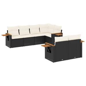 Conjunto de Sofá de Jardín con Reposabrazos Ajustables Grandes en Ratán Sintético Negro, Muebles de Exterior Cómodos - Product Image 2