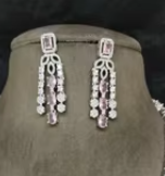 Parure Collier et Boucles d'Oreilles AD en Zircon Plaqué Argent Finition Blanche, Design Exclusif Tendance et de Qualité Supérieure, Idéale pour Mariages et Fêtes - Product Image 2