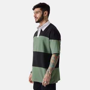 Chemises en coton pour hommes, broderie de logo personnalisée, respirantes, tricotées, grandes tailles, formelles, à manches courtes, unies, écologiques, ligne noire - Product Image 5