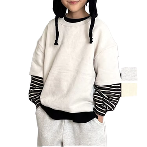 Ensembles de vêtements tricotés unisexes pour bébés garçons, sweat-shirt et pantalon de survêtement surdimensionnés, logo personnalisé, tailles enfant - Product Image 1