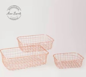 Handcrafted <b>Wire</b> Storage <b>Basket</b> With Handles Farmhouse Organizer Decorative Utility Bin Kitchen Counter <b>Basket</b> Design - Product Image 5
