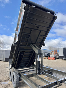 Nouvelle remorque agricole à col de cygne, benne basculante robuste en métal avec moteur, double essieu, pour le transport utilitaire en ranch et en construction - Product Image 2