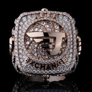 RB Gems Custom Logo Iced VVS Diamond Hip Hop Wedding Ring 925 Sterling Silver 18K Rose Gold for Certified Party Anniversary - Product Image 1