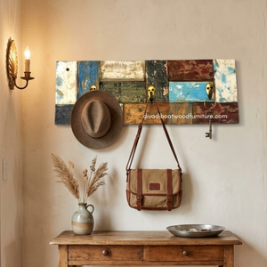 Wholesale DIVADI Handmade Rustic Antique Vintage Style 3 <b>Hooks</b> Eco-Friendly Durable Multifunction <b>Hanging</b> Coat Key Holder Wood - Product Image 2