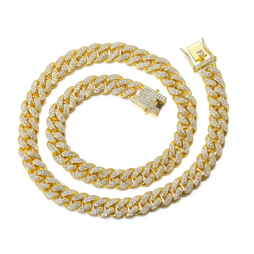 Miami Cuban link chain 10kt, 14kt, 18kt yellow Gold 100-400 Grams Necklace Chain, hip hop Jewelry with natural diamonds