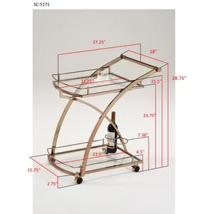 Premium Handmade Metal Bar <b>Serving</b> <b>Trolley</b> Cart Beverage Wine Tea Coffee Party Event Setup Multi-Purpose Eco-Friendly Asian Zen - Product Image 3
