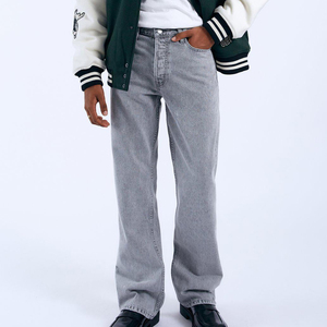 Pantalones Vaqueros Casuales Transpirables para Hombre, Estilo Vintage a Rayas, Corte Holgado, Pierna Ancha, Lavados, Estilo Hip Hop Urbano - Product Image 6