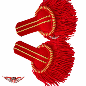 KEW Epaulette de Hombro Trenzado Bordado Rojo Dorado Vintage Ecológico Personalizable para Uniforme/Accesorio de Disfraz - Product Image 1