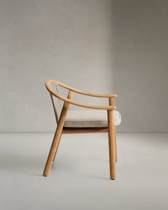 Premium Solid <b>Teak</b> <b>Chair</b> with Woven Rope Seat – Scandinavian Style Dining <b>Chair</b> for Contemporary Interior & Hospitality - Product Image 5