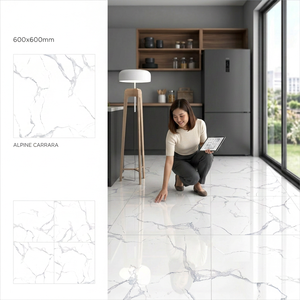 Carreaux de porcelaine polie Vistaar Alecia Gris 600x600mm, imitation métal mat 20mm, antidérapants, pour salle de bain, extérieur, villa, adhésifs GVT - Product Image 3