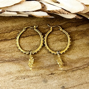 Pendientes de Aro de Latón Favoritos del Mercado, Joyería Tribal Dorada para Mujer, Pendientes de Aro con Textura Chapados en Oro de 18k para Venta al por Mayor/OEM/ODM - Product Image 1