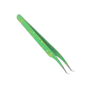 High Quality Beauty Eyelash Tweezers <b>Paper</b> Color Coated Curved Pointed Tip Stainless Steel Eyelash Tweezers - Product Image 4