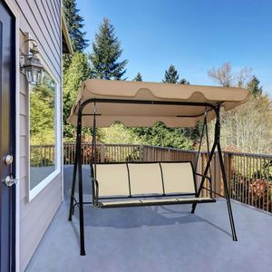 Columpio de Patio con Estructura de Acero para 3 Personas, Toldo Ajustable y Ángulo de Poliéster - Product Image 2