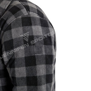 เสื้อเชิ้ตมอเตอร์ไซค์ผ้าฟลานเนลลายตารางสีดำและสีเทา ผ้าฟลีซโพลาร์ 100% ระบายอากาศได้ดี ปรับแต่งได้ ซับในอะรามิดเต็มตัว ถอดออกได้ - Product Image 4