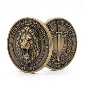 Monedas de Zinc Personalizadas con Diseño de León 3D, Doble Cara, Bañadas en Oro, con Numeración en el Borde, Estilo Antiguo, para Publicidad o Recuerdo - Product Image 2