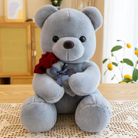 Op maat gemaakte Valentijnsdag beer knuffelroos pluche speelgoed kussen hoge kwaliteit schattige roos teddybeer pluche speelgoed met roos