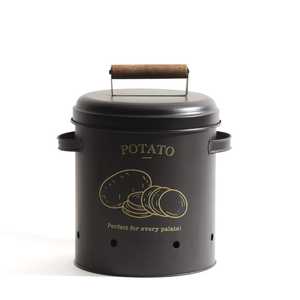Pot de rangement en métal au design unique avec couvercle en bois pour l'organisation du comptoir de cuisine et la présentation décorative - Product Image 2