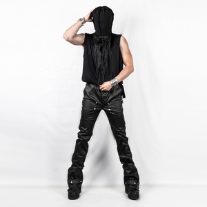 Pantaloni <span class=keywords><strong>Cargo</strong></span> <span class=keywords><strong>Neri</strong></span> Personalizzati in Denim Cerato da Uomo - Product Image 2