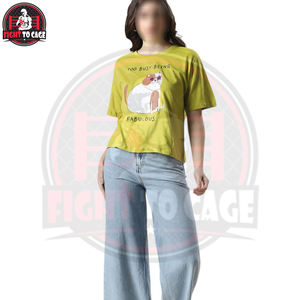 Nueva camiseta moderna y cómoda de cuello redondo, manga corta, hombros caídos, estampado gráfico, estilo oversized y corte crop, para venta al por mayor. - Product Image 2