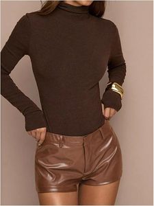 Custom Women's Faux Leather Biker <b>Shorts</b> High Rise PU Leather Cycling Style <b>Shorts</b> Factory Wholesale - Product Image 4