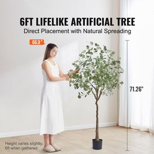 Palma di Eucalipto Artificiale Alta 1,8 m in PE Sicuro con Protezione Anti-Ribaltamento, Bassa Manutenzione, Pianta Finta Realistica - Product Image 2