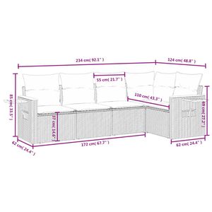 Ensemble de canapés de jardin noirs en rotin PE tressé avec coussins, design contemporain pour patio, terrasse et jardin - Product Image 3
