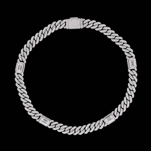 Cadena cubana de lujo con diamantes de plata 925, estilo baguette, joyería llamativa para hombres y mujeres, de primera calidad. - Product Image 2
