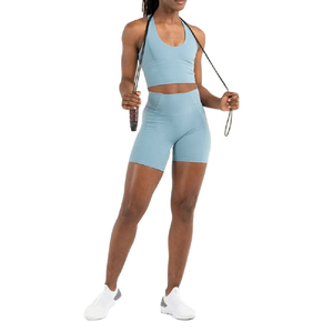 Workout Sets for Women 2 Piece Seamless Ribbed Sports Bra Tight Shorts Running Fitness Outfit Yoga Gym Suit - Product Image 4