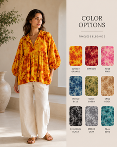 Custom Yellow Tie Dye Tank Top Women Party Regular Fit 100% Cotton <b>Balloon</b> Sleeve Eco-Friendly Casual V-Neck Tops B2B Wholesale - Product Image 3