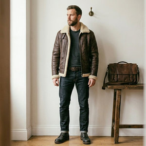 Veste en cuir véritable pour homme de qualité supérieure pour l'automne et l'hiver, style streetwear, teinture unie, avec service OEM, veste pour homme - Product Image 3