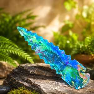 Daga de Cristal Obsidiana Aqua con Punta de Flecha Aura de Ángel, Tallado de Cristal Grande de 6 Pulgadas para Protección, Fabricante Mayorista de la India - Product Image 3