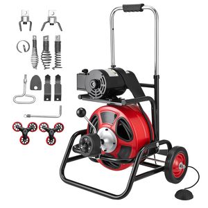 Macchina Portatile per la Pulizia degli Scarichi con Alimentazione Automatica, Spirale da 75 FT x 1/2 Pollici, Ruote per Salita e Funzione di Pulizia Conveniente - Product Image 1