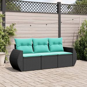 Conjunto de Sofás de Jardín en Negro y Azul, Muebles de Patio Elegantes para Entretenimiento al Aire Libre - Product Image 1
