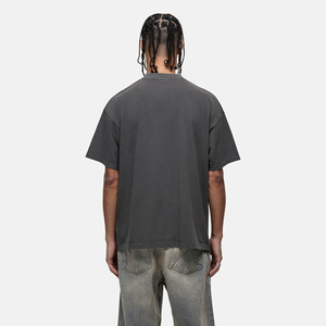 Camiseta de Jersey de Algodón Teñido Liso Extra Grande para Hombre, Manga Corta, Cuello Redondo, Color Sólido Informal, Negro Gris - Product Image 5