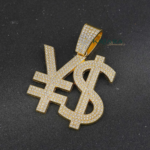 Hip Hop 925 Silver Plated 14K Gold Plated Dollar <b>Sign</b> Pendant with Lab Grown Diamonds Unisex Party Jewelry - Product Image 3