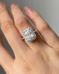 Anillo de Compromiso y Boda con Diamante Radiante Cultivado en Laboratorio, Certificado por IGI, 3.55 Quilates, Oro Amarillo de 14k, Chapado en Plata, Regalo de Lujo para Fiestas - Product Image 1